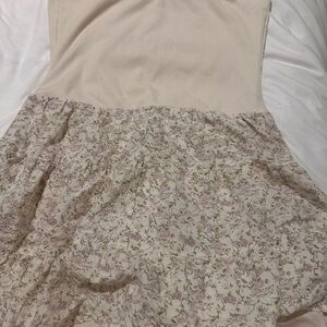 Floral Tiered Mini Dress in Cream and Lavender